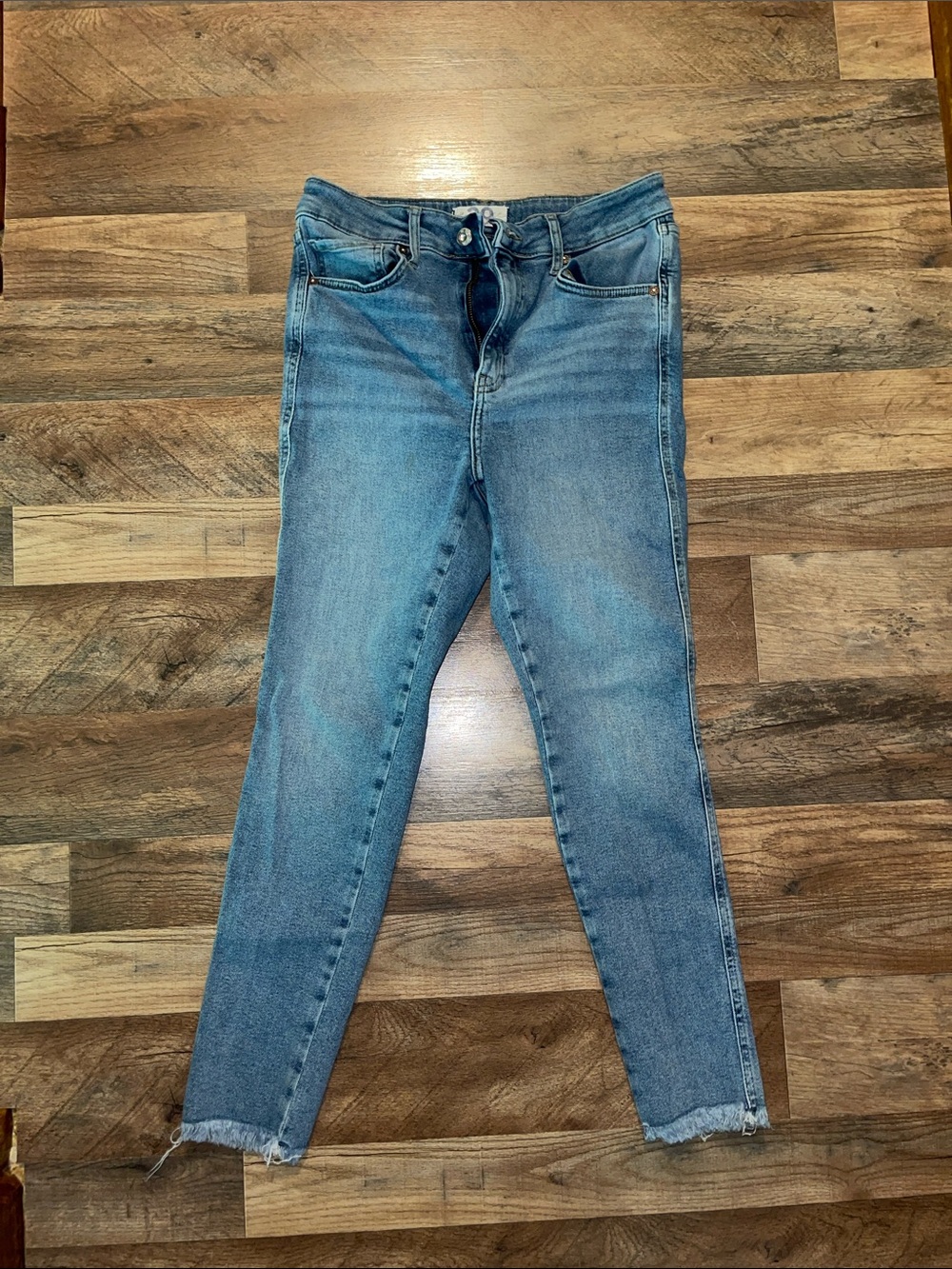 Free People We The Free HighRise Stretchy Skinny Ankle Jeans Fray Hem size 29
